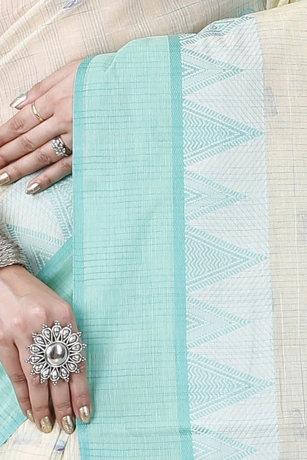 Light Green Pure Cotton Ishvari Tant Saree (1079)